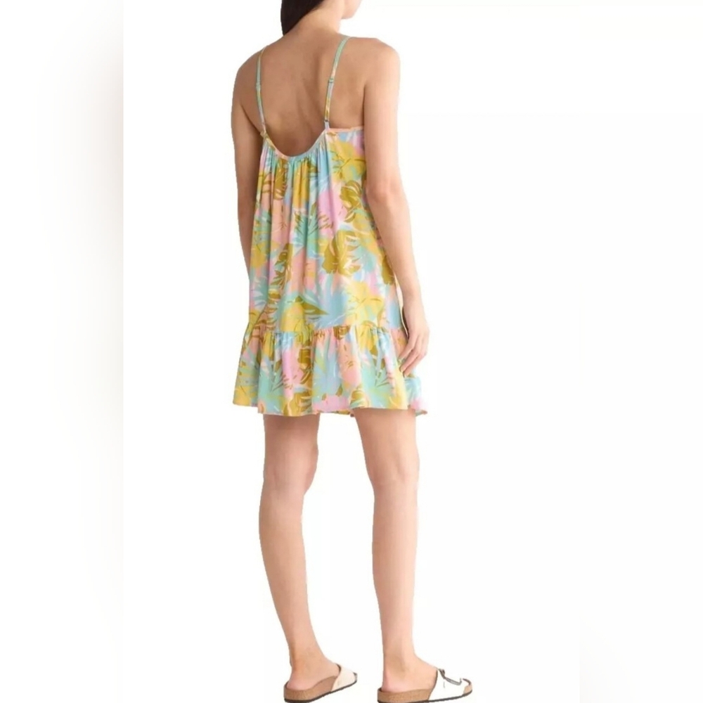 Billabong Sunny Daze Pastel Tropical Print Spaghetti Strap Dress Size S